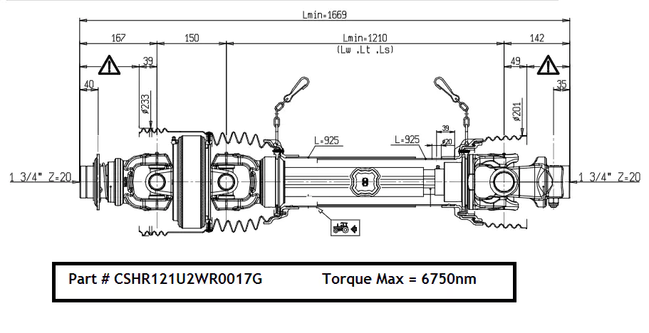 PTO-Shaft-for-Krone-BIGpack1 Main Shaft: CAT 7/8 SFT SH Series Constant Velocity