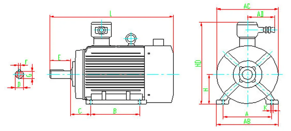 YBBP-Series-Explosion-Proof-Three-Phase-Asynchronous-Installation-Dimension